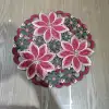 【S.G.R】2020 new tablecloth, table flag and throw pillow with red flower and green leaf hollowed-out craftsmanship details Picture